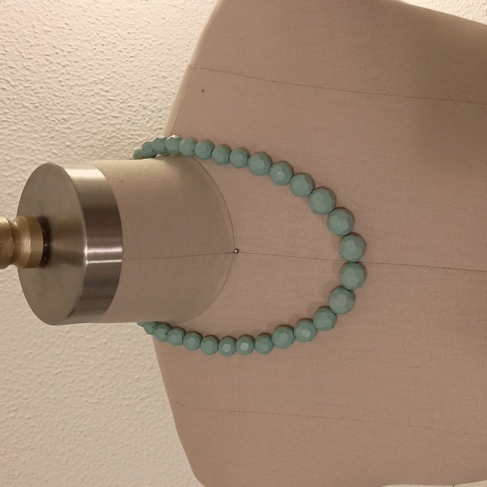 Light blue geometric bead necklace